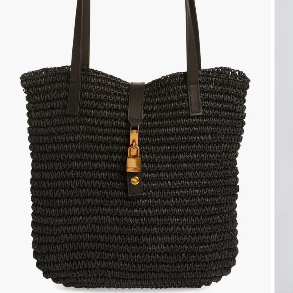 Kurt Geiger Black Woven Tote with Gold Clasp